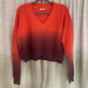 Harper Large Ombre Cropped V-Neck Sweater